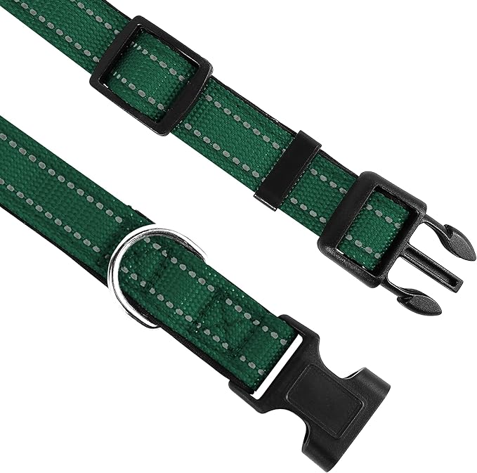 Reflective Dog Collar, Adjustable Soft Neoprene Padded Nylon Pet Collars with Buckle for Puppy and