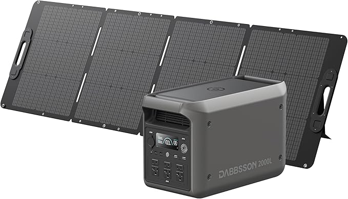 DABBSSON 2000L Solar Generator with 210W Solar Panel, 2048Wh Semi-Solid LiFePO4 Battery w/6 2200W