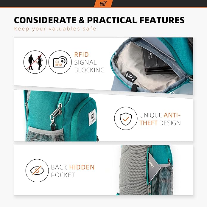 SKYSPER Sling Bag RFID Crossbody Sling Backpack Cross Body Shoulder Bag Travel Hiking Daypack for