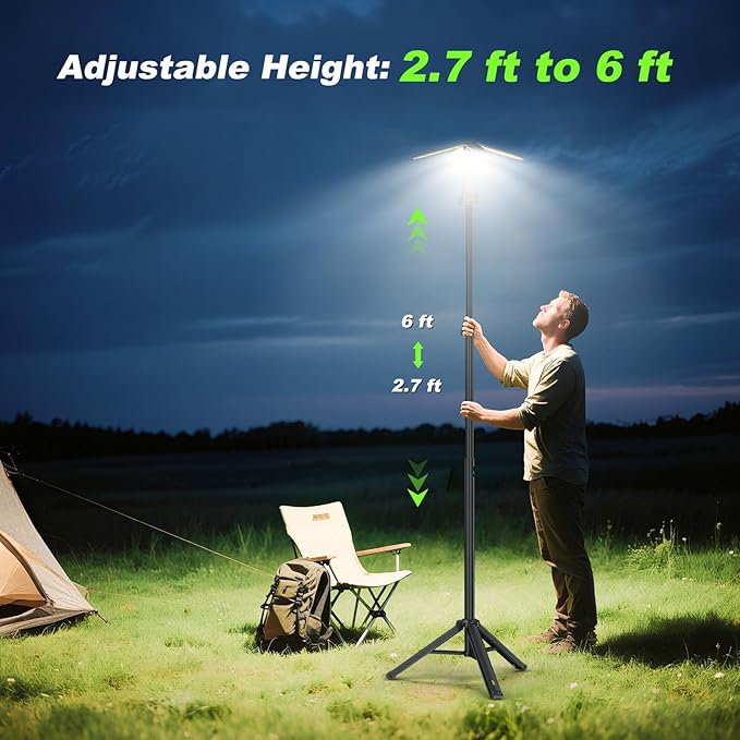 Camping Lights with Remote & Stand 6 Ft,14000 mAh Rechargeable Camping Lantern Tent Light, 6000
