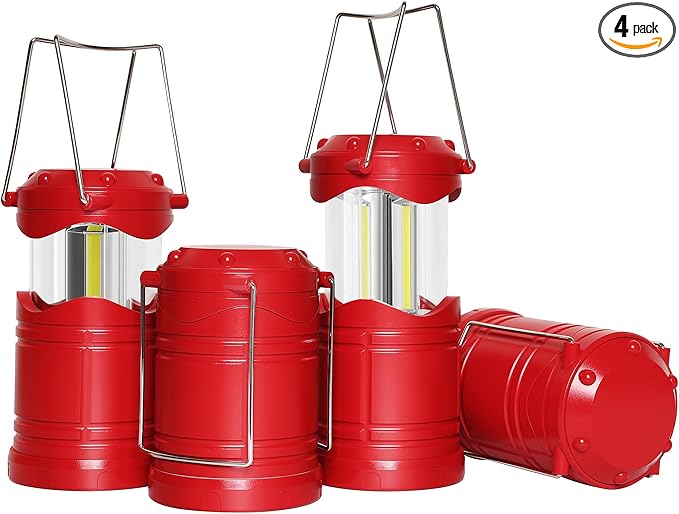 Lichamp LED Camping Lantern, 4 Pack Battery Powered Flashlight for Power Outages, Portable