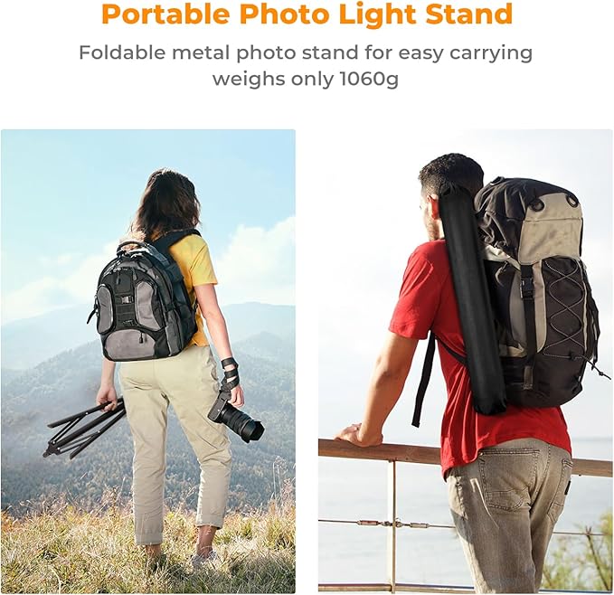 K&F CONCEPT Light Stand for Photography, 7.5ft/2.3M Portable Extendable Photo Video Tripod Stand