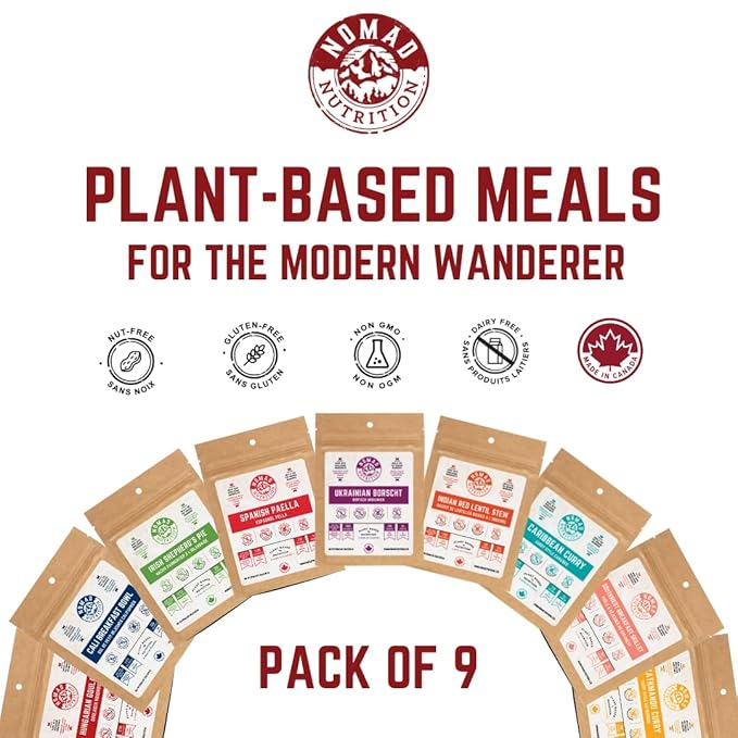 Nomad Nutrition Sampler Pack | 9 Freeze-Dried Meals: Hungarian Goulash, Shepherd?™s Pie, Kathmandu
