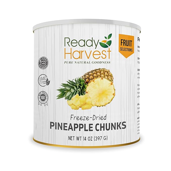 Ready Harvest Freeze Dried Food - Pineapple Chunks | Emergency Storage | Whole Food | #10 Can |
