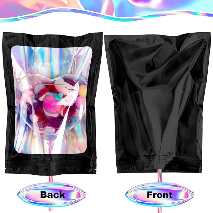100 Pack Mylar Bags - 5.5 x 7.8 Inch Resealable Smell Proof Bags Foil Pouch Flat Bag with Front