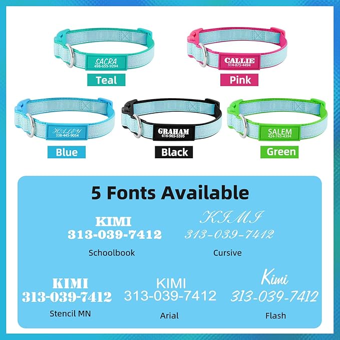 Personalized Dog Collars for Small & Large Dogs with Custom Name and Phone Numbers, Glow in The