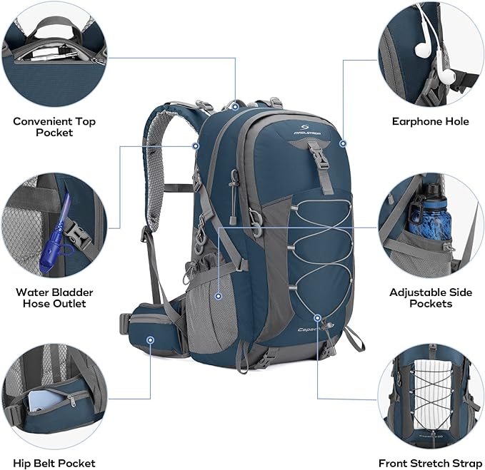 Maelstrom Hiking Backpack,Camping Backpack,50L Waterproof Hiking Daypack with Rain