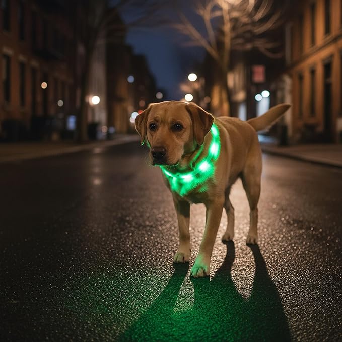Light Up Dog Collar, Rechargeable Glowing Dog Collar, Light Dog Collar for Night Walking with 1640