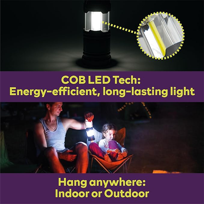 ATack LED Camping Lantern Battery Powered 4-Pack Camping Flashlight Lantern for Power Outages