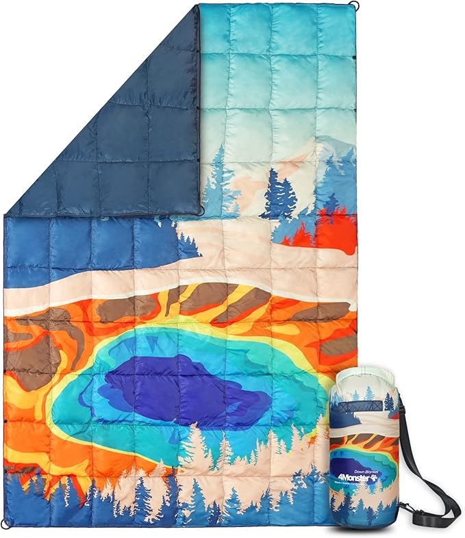 4Monster Down Camping Blanket - Outdoor Travel Quilt Puffy 650 Fill, Packable, Lightweight,Wind &