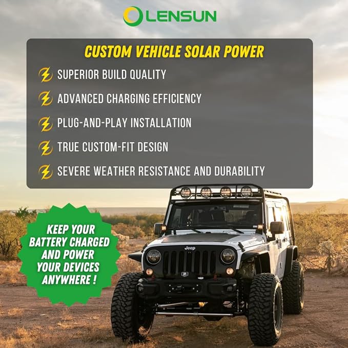 Lensun 100W 12V Hood Flexible Solar Panel for Ram 2500/3500 HD 5th Gen (2019-Present) - Off Grid