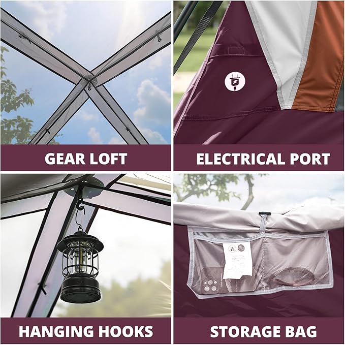 Camping Tents 4/6 Person Pop Up Instant Tent - Setup in 60s for Family Camping, Windproof Design