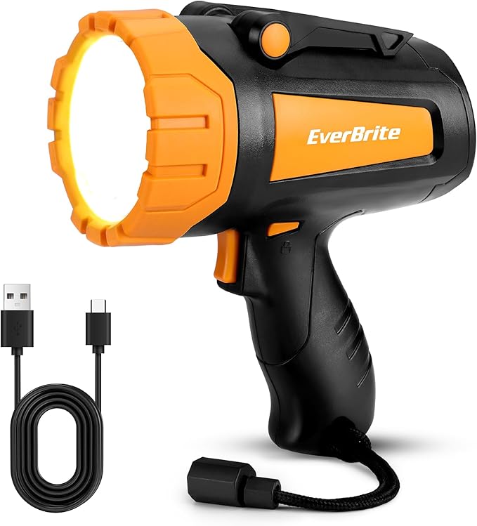 EverBrite Powerful Rechargeable Spotlight, 500lm LED Flashlight with Adjustable Stand, Perfect for