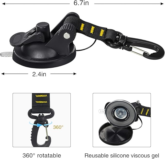 CONBOLA Suction Cups Hooks 4 Pieces Outdoor Car Camping Essentials Heavy Duty Upgraded Tie Down