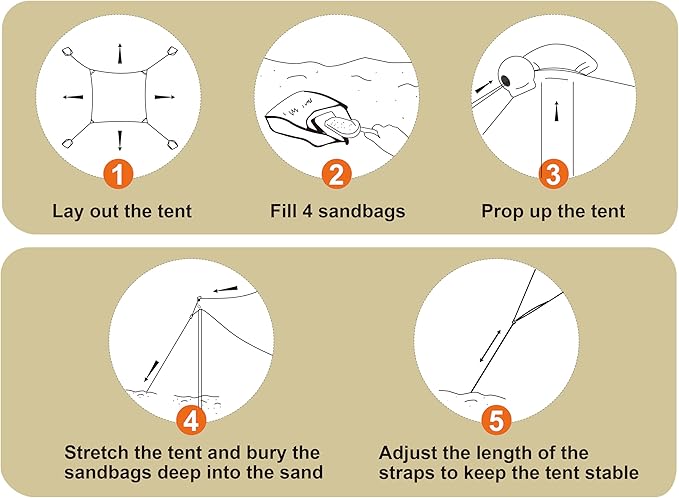 10×10ft UPF50+ Beach Tent Sun Shelter, Windproof Stable Outdoor Pop Up Beach Shade Canopy for