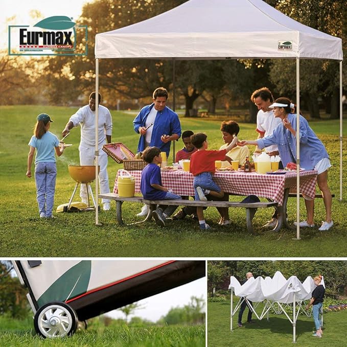 Eurmax USA 8'x12' Pop-up Canopy Tent Commercial Instant Canopies with 4 Removable Zipper End Side
