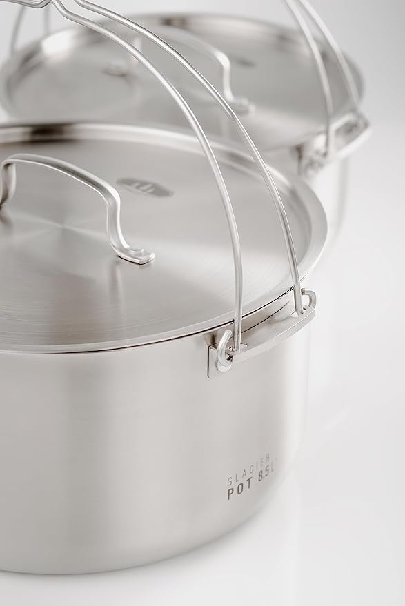 GSI Outdoors Glacier Stainless Troop Cookset, Compact Pan & Pot Camping Set, for Travel and