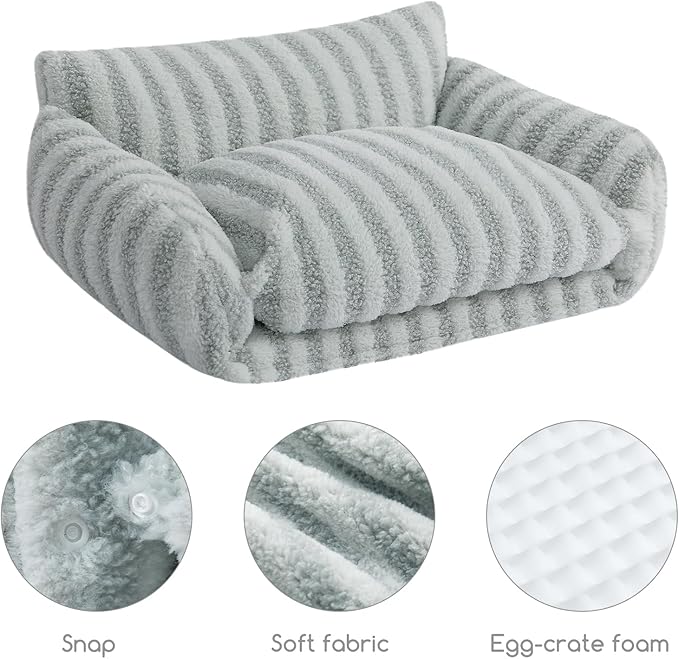 Hollypet Cat Bed Fluffy Plush Mutifuctional Double-Layer Soft Pet Couch Orthopedic Sofa Nest Beds