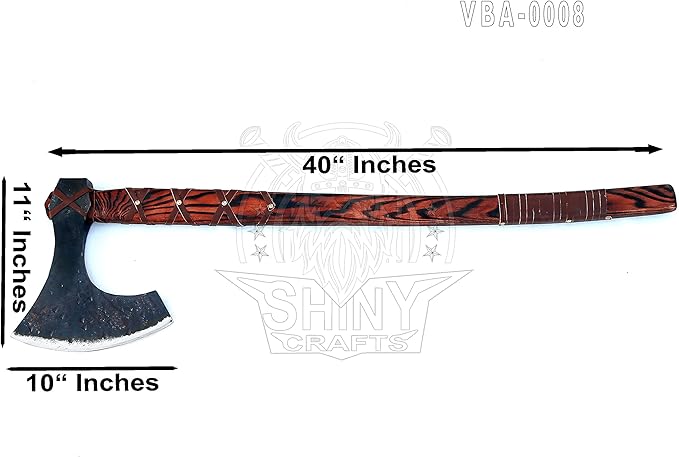 SHINY CRAFTS | 40" Handmade Double Head Norse Axe, Hand Forged Steel Dane Axe with Broad Blade