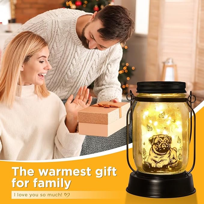 kyoryuger Pug Gifts for Women/Men Pug Solar Lanterns Dog Mom Birthday Dog Lovers Lantern Pet Loss
