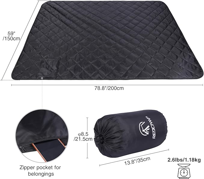 REDCAMP Large Camping Blanket with Sherpa Lining, Cold Weather Warm Outdoor Blanket Windproof for