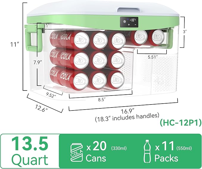 12 Volt Refrigerator Portable Car Freezer 13.5 Quart (12.8 Liter) Compressor Cooler 12V/24V DC