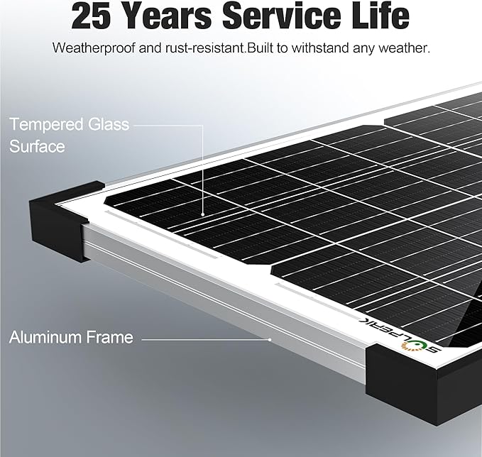 SOLPERK 15W Solar Battery Charger 12V Waterproof Solar Panel Charger + Upgrade 8A Charge