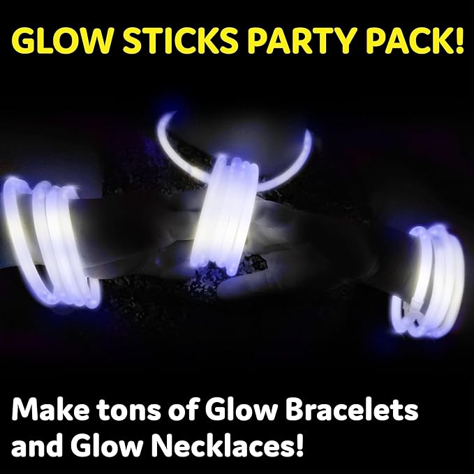PartySticks Glow Sticks Party Supplies 100pk - 8 Inch Glow in The Dark Light Up Sticks Party