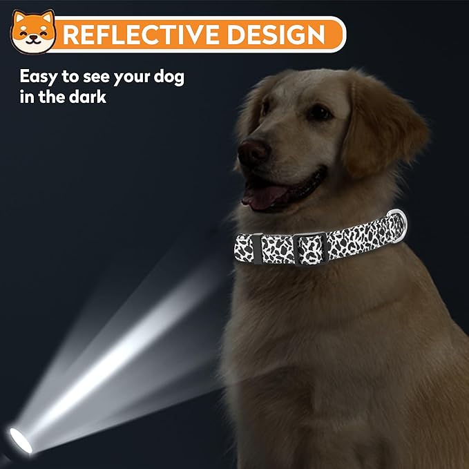 Reflective Dog Collar, Adjustable Soft Neoprene Padded Nylon Pet Collars with Buckle for Puppy and