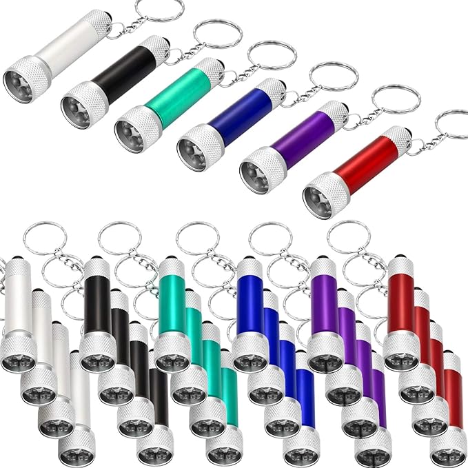 Honoson 30 Pieces Mini Led Flashlight Keychain Portable 5 Bulb LED Flashlight for Camping Party
