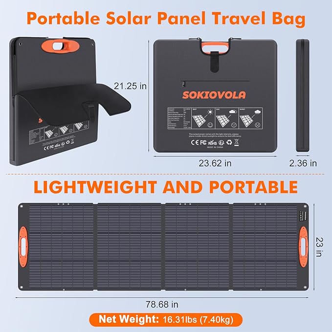 N-Type 16BB 200W Portable Solar Panel for EF/Jackery/Bluetti/Anker Power Station 20V Foldable Solar