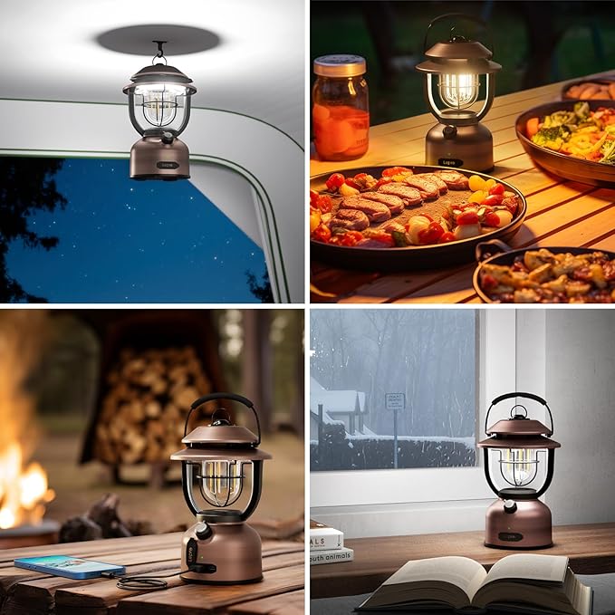 Lepro Retro Classic LED Camping Lantern, High Lumens, Daylight White 2500K and 5000K, Dimmable, USB