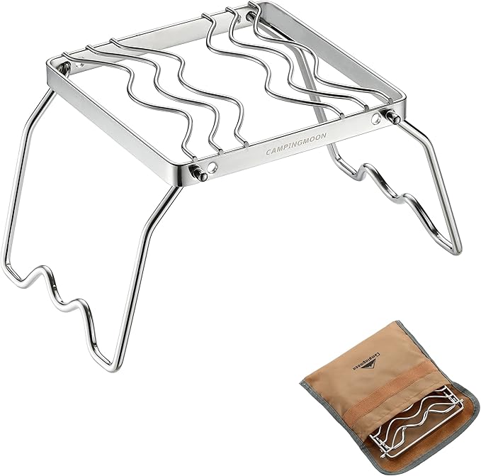 CAMPINGMOON Portable Folding Camping Campfire Grill over Fire Split Stoves 304 Stainless Steel
