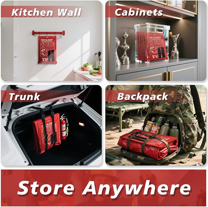 Smilco Emergency Fire Blanket for Home & Kitchen - 40x40 Flame-Retardant Fiberglass Fire