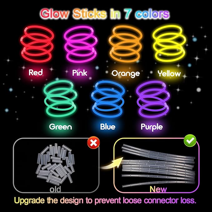 Halloween Glow Sticks Bulk Party Pack- Ultra Bright 500pk Glow in the Dark Party Favors, Glow