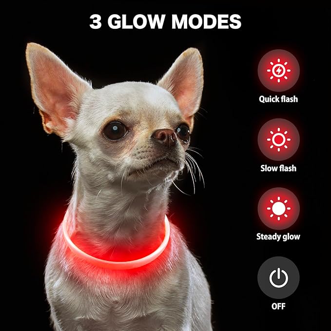 BSEEN Light Up Dog Collar - Rainproof LED Dog Collar Rechargeable - TPU Cuttable Glowing Puppy