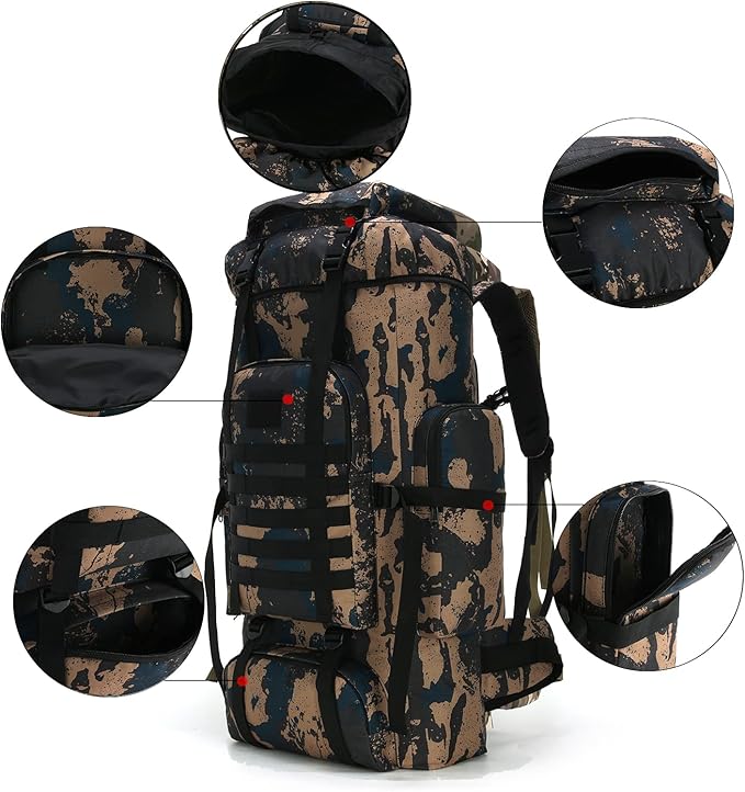 Hiking Backpack for Men 70L/100L Camping Backpack Military Rucksack Molle 3 Days Assault Pack for