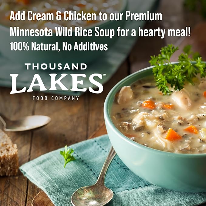 Thousand Lakes Minnesota Wild Rice Soup Mix with Vegetables - 1 pound | Fat Free | 20+ Servings |