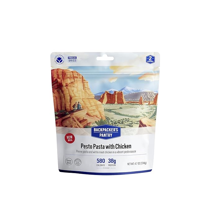 Backpacker's Pantry Pesto Pasta with Chicken | Freeze Dried Backpacking & Camping Food, 6 Count