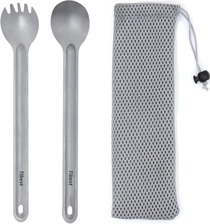 Titanium Spork Long Handle Camping Spoon Backpacking Spork Titanium Long Spoon, Ultra Lightweight