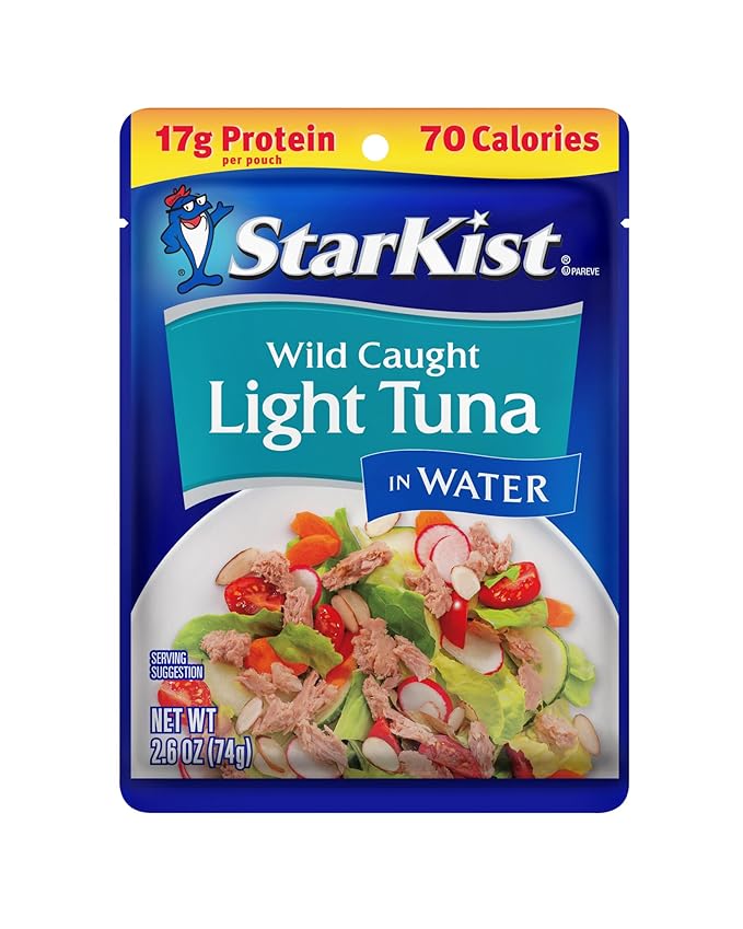StarKist Chunk Light Tuna in Water, 2.6 oz Pouch (10 Pack) Ready to Eat Wild Caught Tuna, 17g