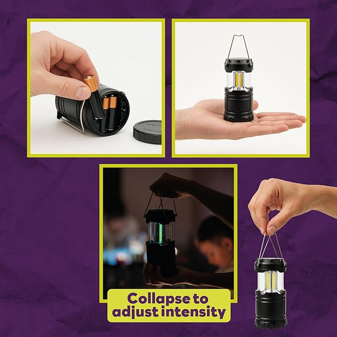 ATack LED Camping Lantern Battery Powered 4-Pack Camping Flashlight Lantern for Power Outages