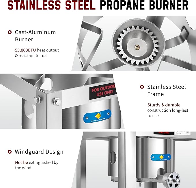 ARC 55,000BTU Propane Burner Camping Stove,Outdoor Gas Stove Burner Cooker for Cooking for Turkey
