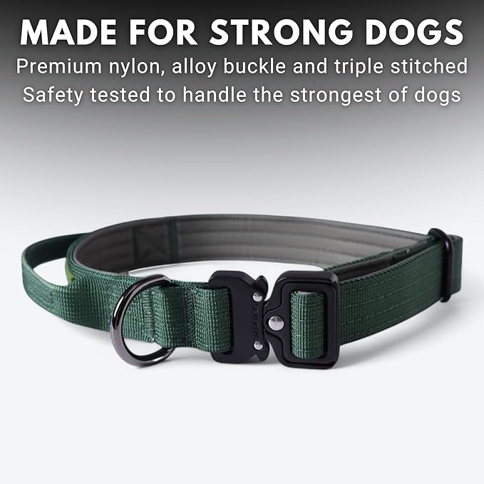 Spark Paws Tactical Dog Collar - Heavy Duty, Premium Quality, Thick and Durable for Large and