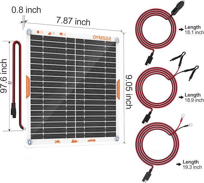 OYMSAE White 5W 12V Solar Car Battery Charger Portable Waterproof Solar Power Battery Charger &