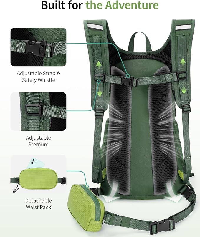 ECOHUB Hydration Backpack for Men Women, 20L Lightweight Hiking Daypack Cycling Backpack with 2L
