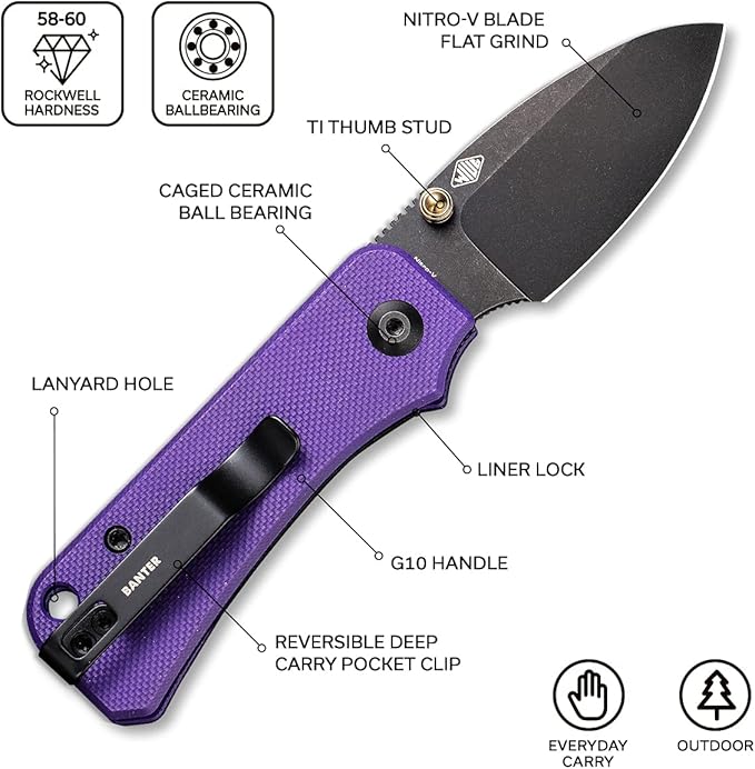 CIVIVI Baby Banter Pocket Folding Knife for EDC, 2.34" Blade Small Knife with Titanium Thumb Stud