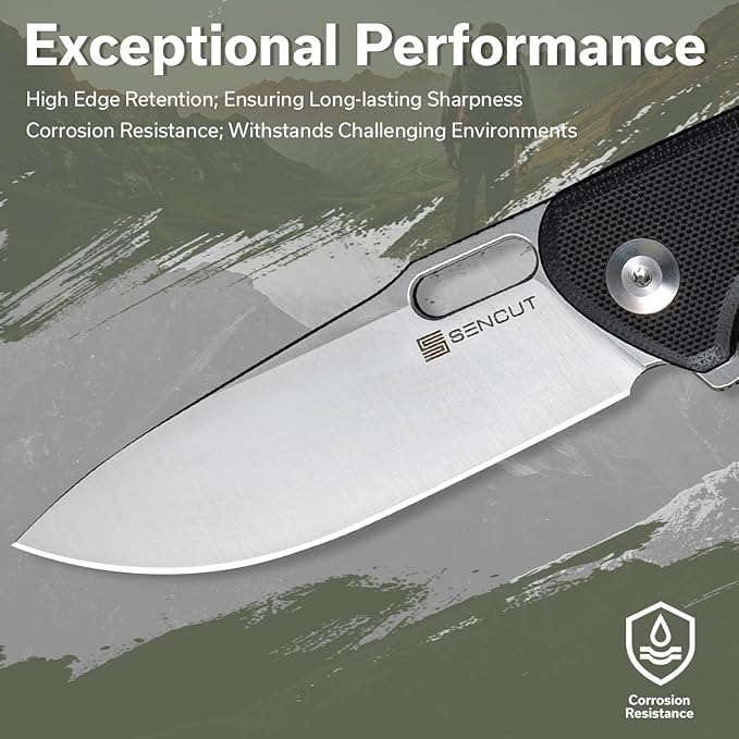 SENCUT Pocket Knife for Men, Vesperon Folding Knives for EDC, 3.35" Blade G10 Handle, Liner Lock