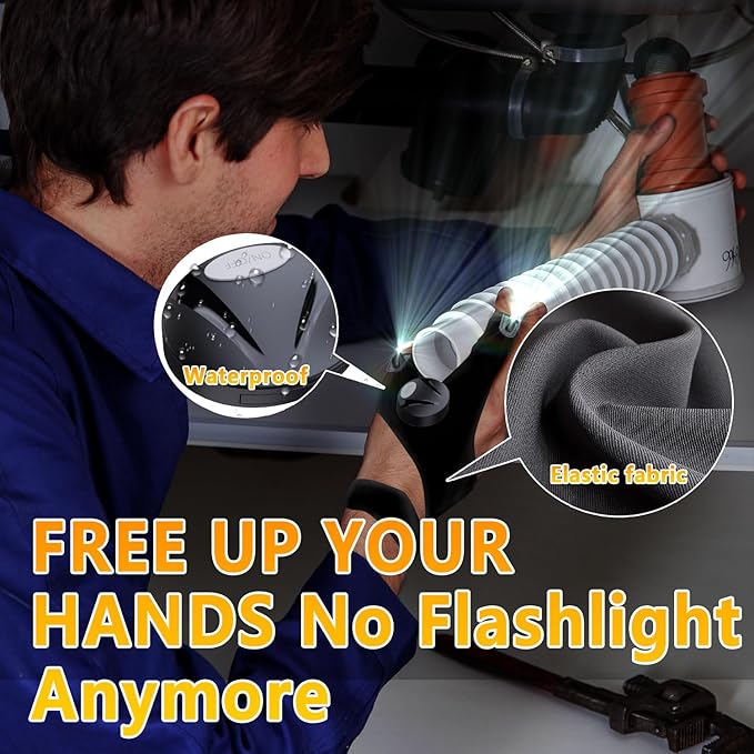 LED Flashlight Gloves, Unique Gift for Men Dad Father Husband Birthday Stuff, Cool Stretchy