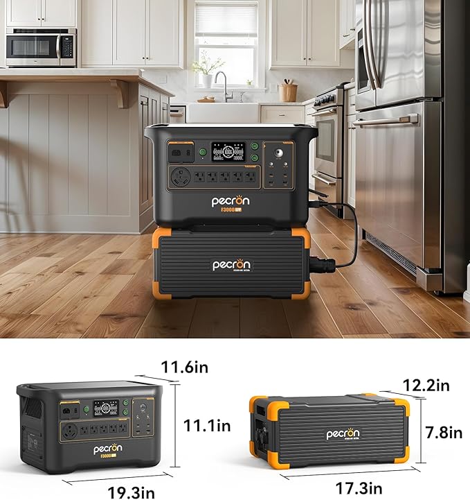 Pecron Portable Power Station F3000LFP with 200W Solar Panel*1, 3072Wh Solar Camping Generator can